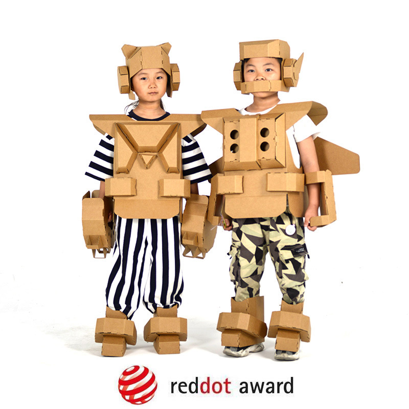 儿童铠甲勇士模型可穿戴纸板盔甲diy手工纸箱涂色纸盒机器人套装