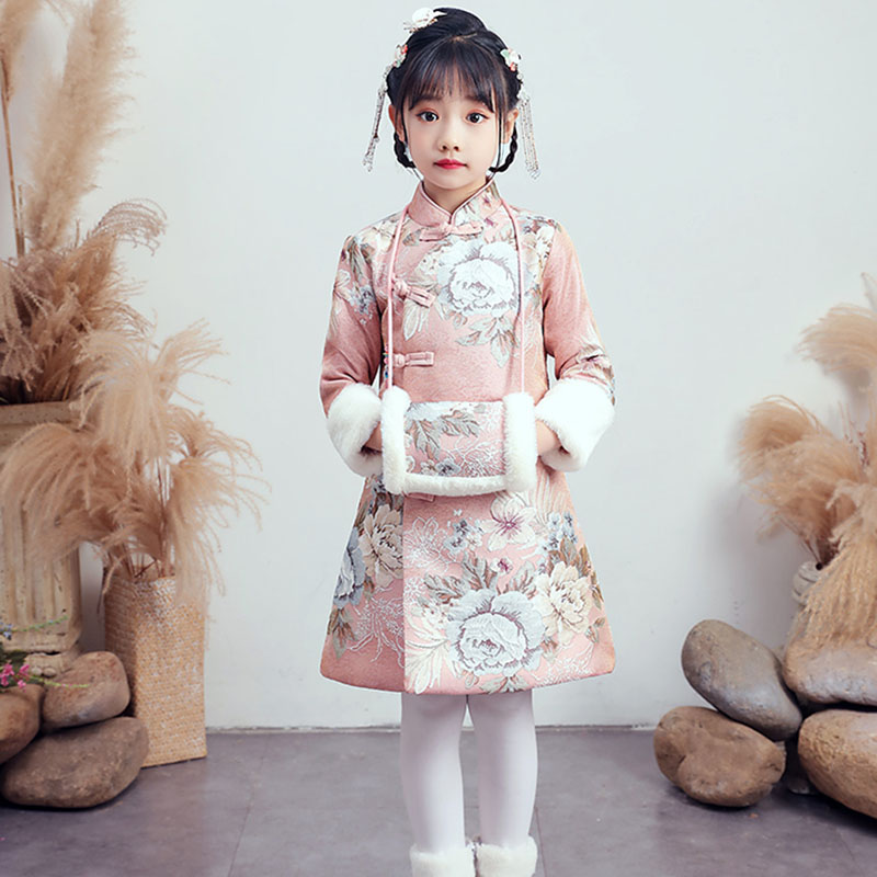女童汉服旗袍小女孩童装拜年服宝宝唐装中国风新年装裁剪图纸样板