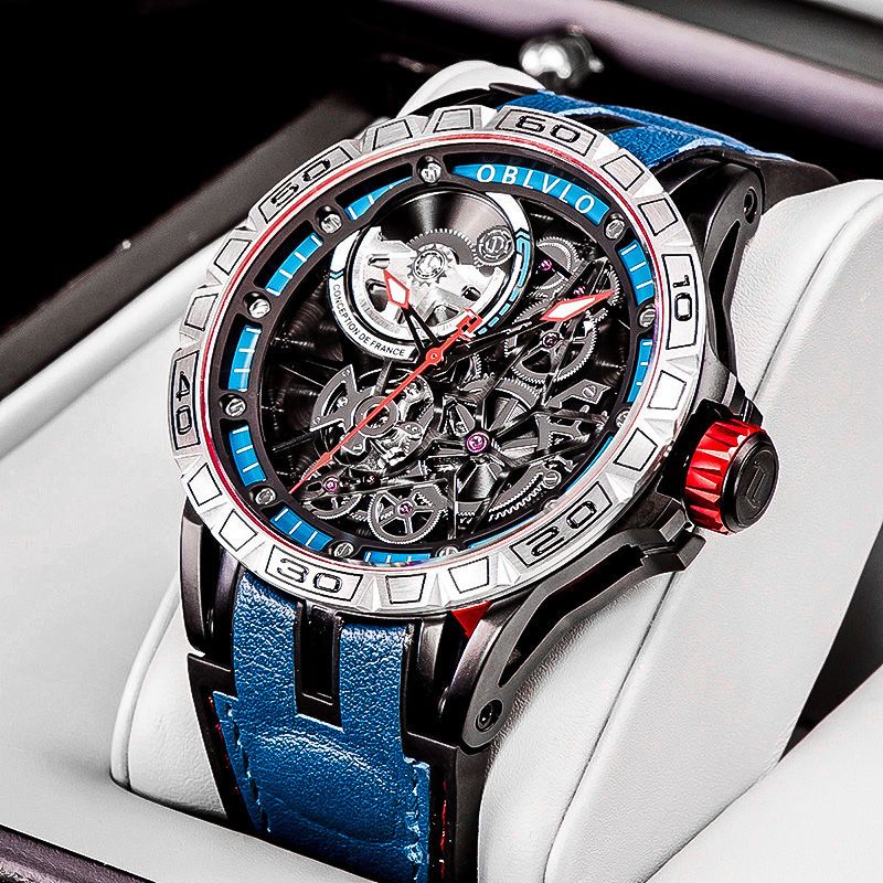 OBLVLO欧宝罗品牌新款罗杰同款手表男士全自动机械表超大表盘腕表
