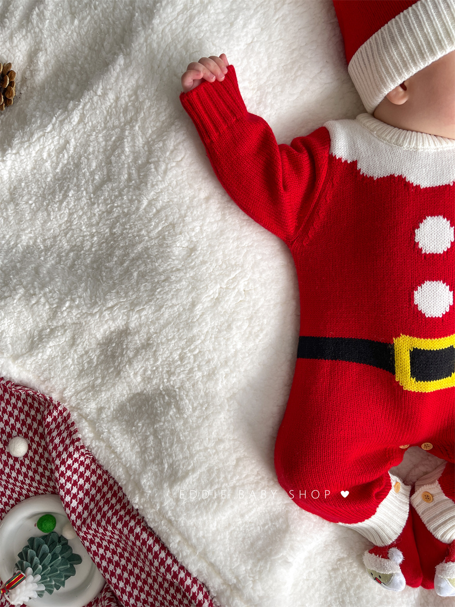 ins男女宝宝0-12个月可爱圣诞衣服针织连体哈衣婴儿保暖爬服毛衣