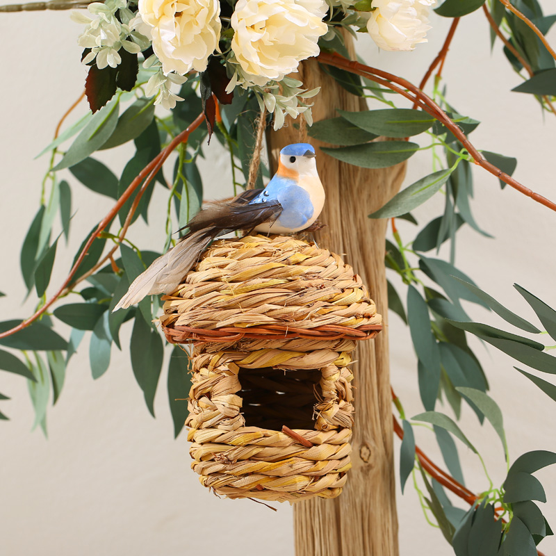 手工环保森系挂饰麻绳植物角环创材料墙面田园风装饰环境创意鸟巢