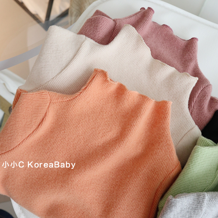 暖暖的！韩国婴童装坑条绒打底衫2023秋装新款男女童宝宝长袖t恤