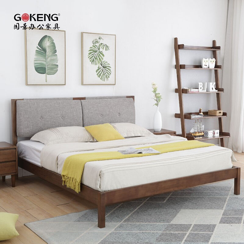 国景（GOKENG）单身公寓家具橡胶木床1.5米