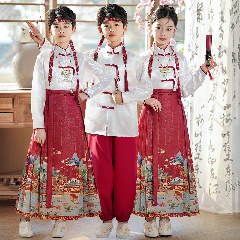 六一儿童合唱服诗歌朗诵中国风唐装汉服演出服中小学生新中式班服