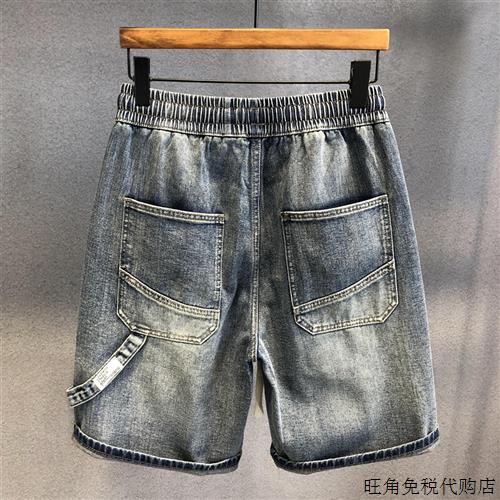 香港IT复古工装牛仔短裤男士夏季宽松五分裤男美式高街裤子