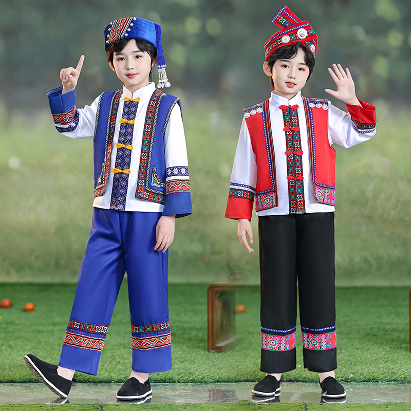 三月三广西壮族服饰男童少数民族服装儿童哈尼族幼儿园舞蹈演出服