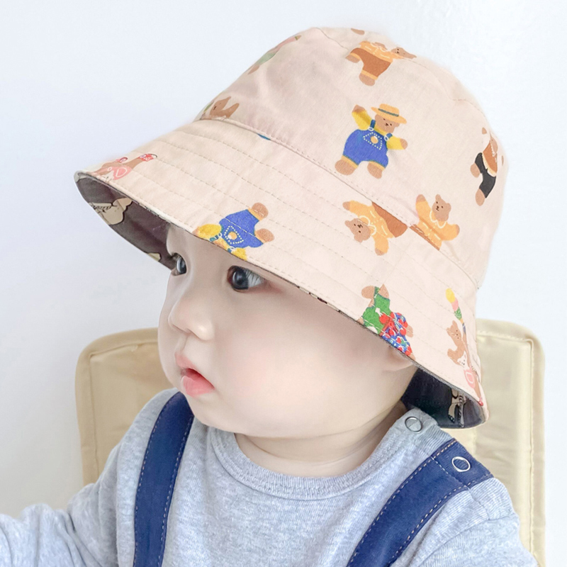 婴儿遮阳帽夏季防晒防紫外线双面百搭大帽檐超萌新生儿宝宝渔夫帽