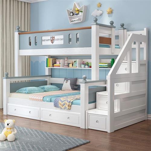 定制橡胶木上下床全实木双层床现代多功能儿童床宿舍上下铺高低子