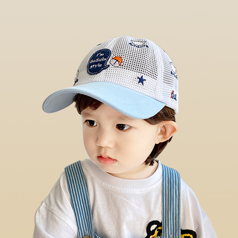 夏季儿童棒球帽子男童遮阳防晒薄款可爱牛仔透气宝宝卡通鸭舌网帽