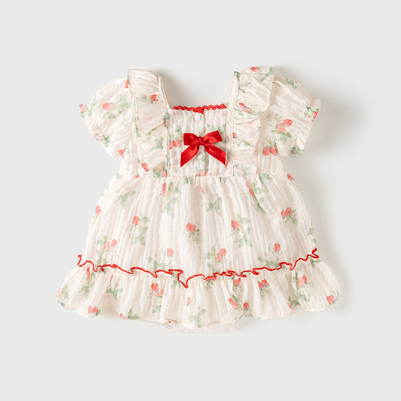婴儿夏季短袖连体裙子女宝宝薄款洋气周岁衣服女宝可爱包屁公主裙