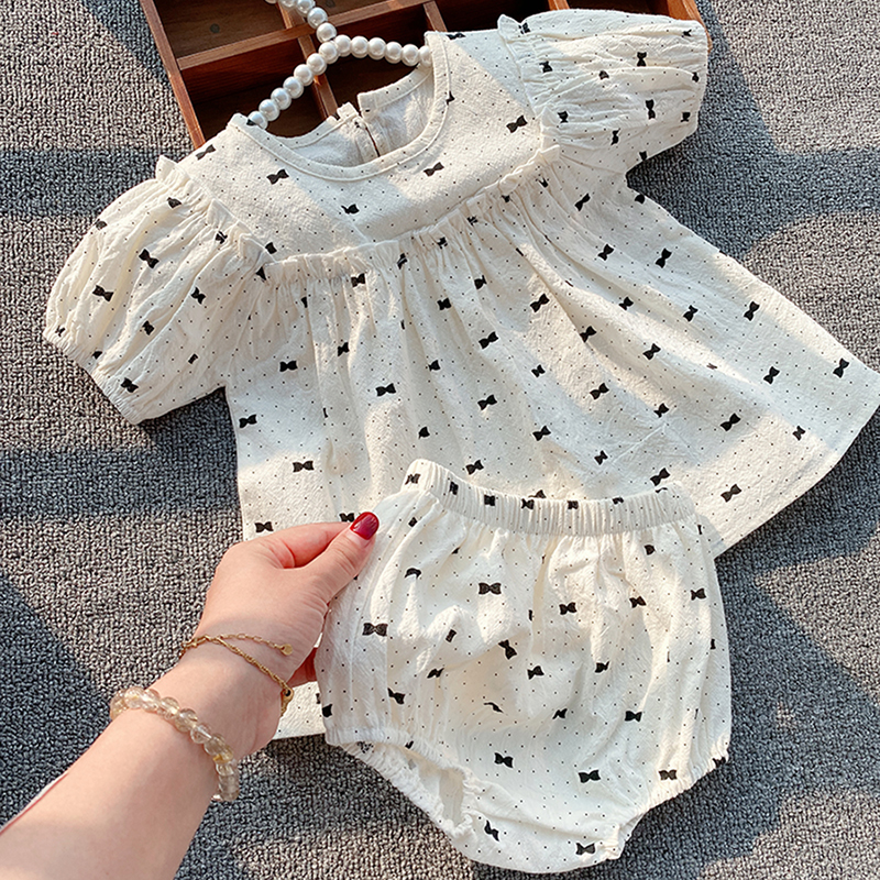 22韩国婴儿套装夏装女宝宝碎花上衣裙面包裤洋气两件套薄款外出服