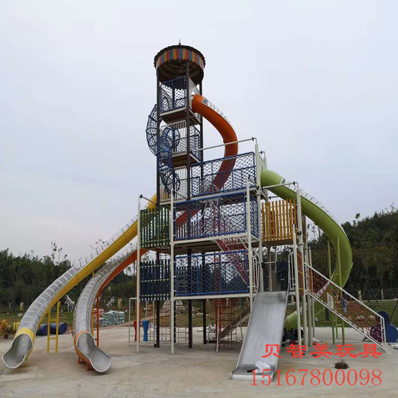推荐户外大型不锈钢滑梯儿童游乐设备攀岩墙无动力室外设施定制厂
