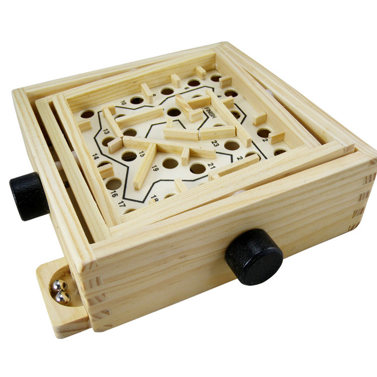 亲子桌游木制成人益智力开发迷宫玩具球滚珠木质环形平衡游戏