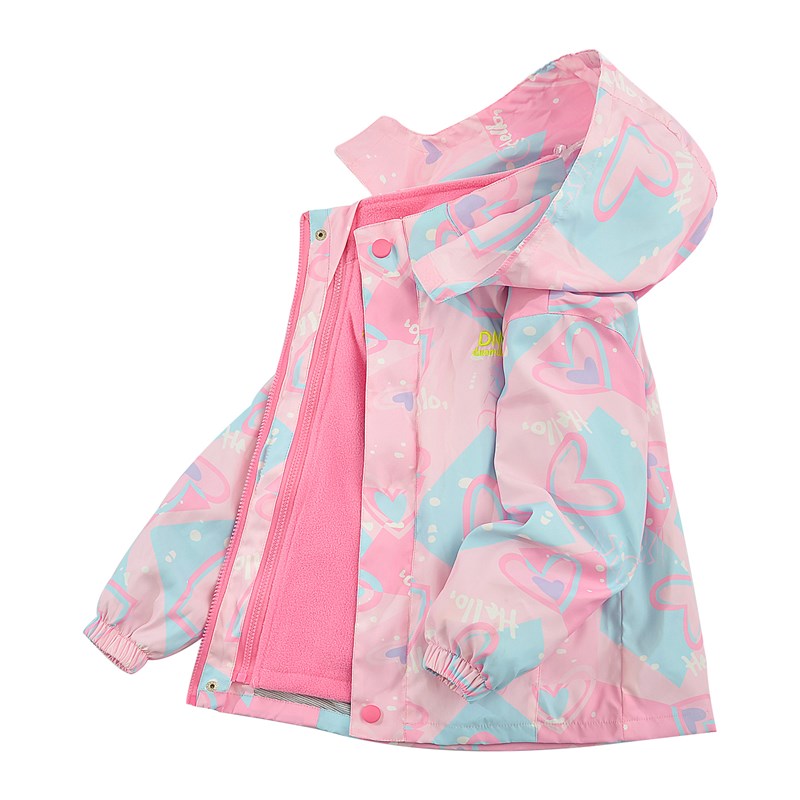 巴拉巴柆a儿童冲锋衣女童三合一可拆卸春秋冬外套加绒两件套洋气