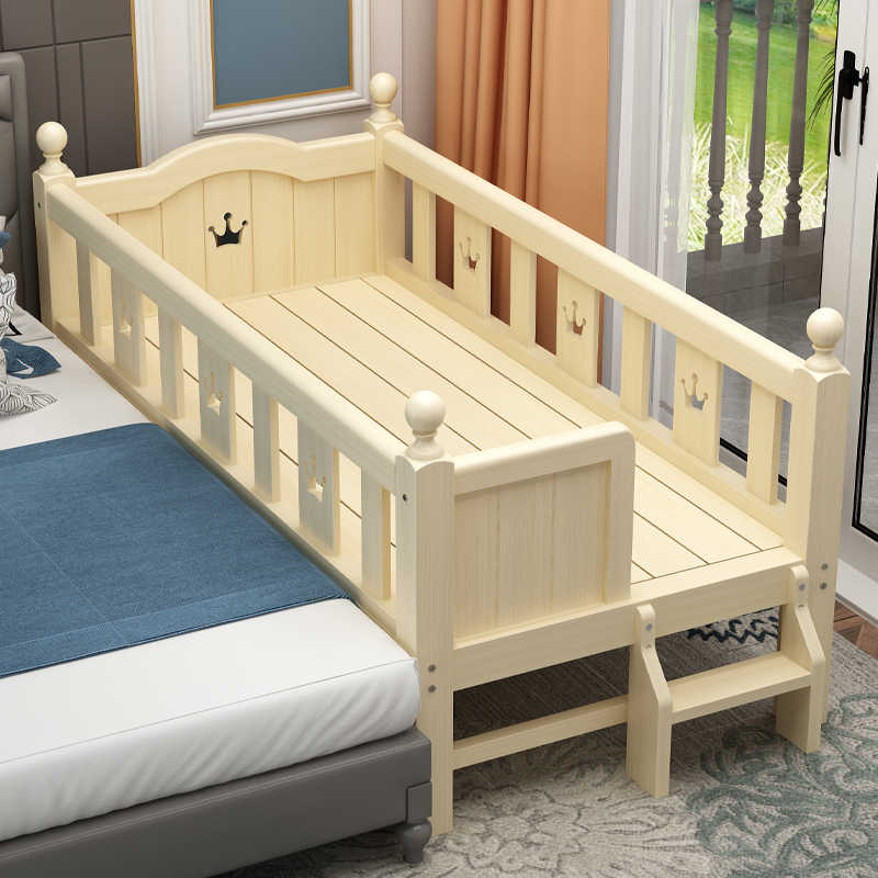 森林木实木儿童拼接床婴儿床加宽神器宝宝延边床男孩女孩拼接小床