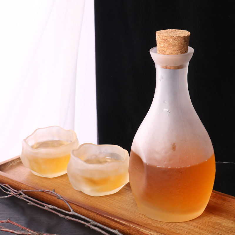 中式磨砂酒壶玻璃酒具套装分酒器温酒盅家用小号一两白酒杯子果酒