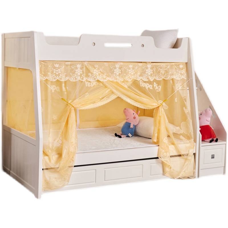 子母床下铺双门蚊帐1.2米梯形双层床1.5m儿童床1.35加密加厚家用