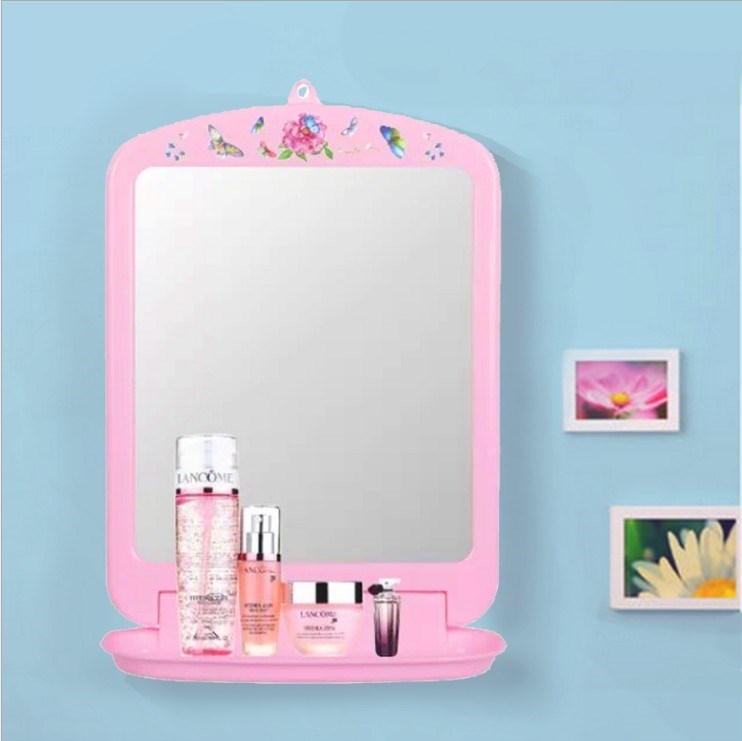 壁挂学生梳妆镜洗手间壁挂浴室化妆镜镜子挂镜镜子梳妆台壁挂塑料