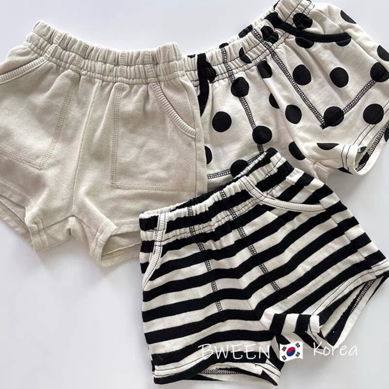 巴拉巴柆新款韩国童装儿童大人短裤2024洋气男女童时尚条纹波点宽