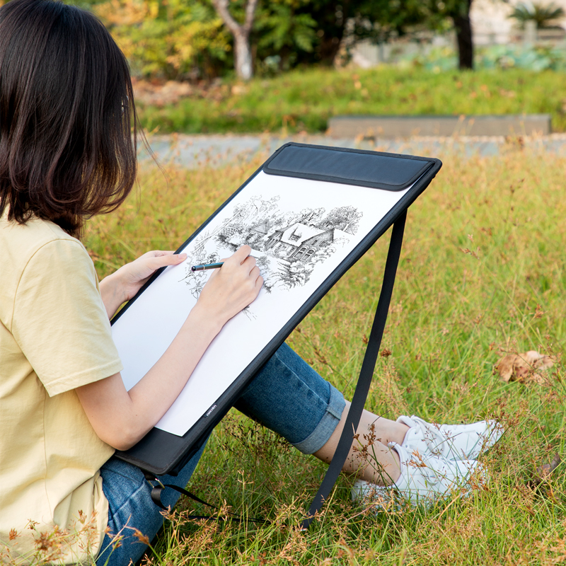 得力画夹画板A3户外便携儿童画板8K4开绘画板美术生用多功能速写板素描板写生画夹初学者套装双肩背画板架