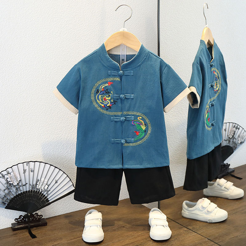 儿童唐装童套装春秋中国风两件套复古中式汉服国学服装