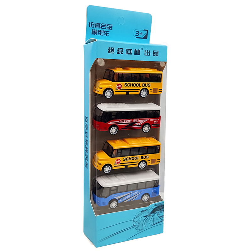 公交车合金巴士公共汽车校车回力车小汽车模型男孩玩具车交通工具