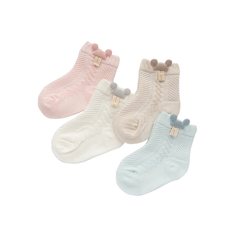 新生儿宝宝袜子夏季薄款网眼袜精梳棉质婴儿透气袜童男童女童短袜
