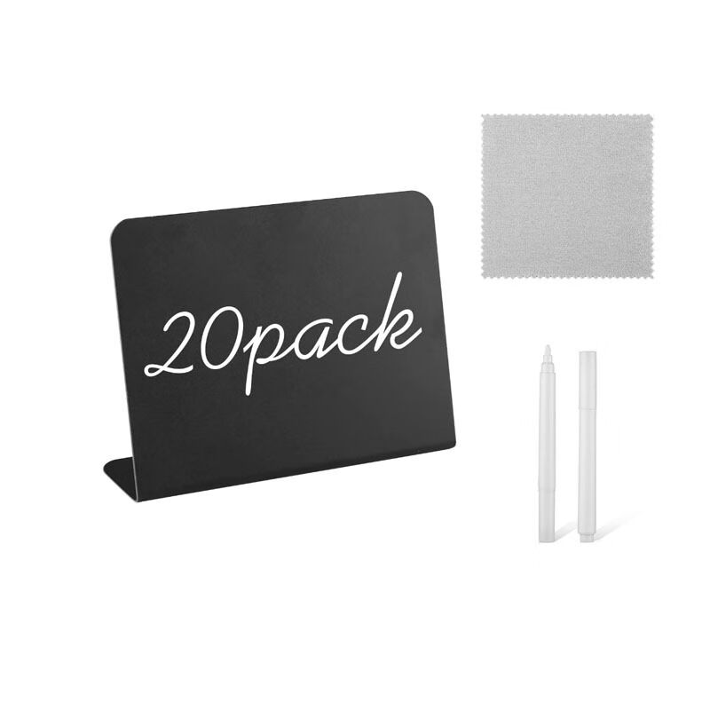 鸣固L型台卡迷你立式桌面台牌塑料展示留言板可擦写小黑板哑黑单