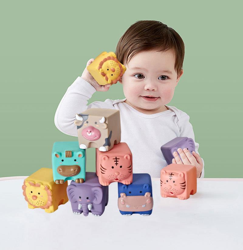 婴儿软胶积木宝宝6-8个月0-1岁儿童早教益智玩具软积木硅胶可啃咬