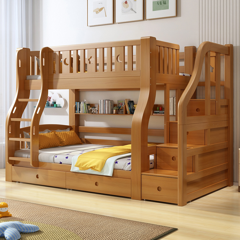 全实木胡桃木上下铺双层床高低床双人床子母床小户型上下床儿童床