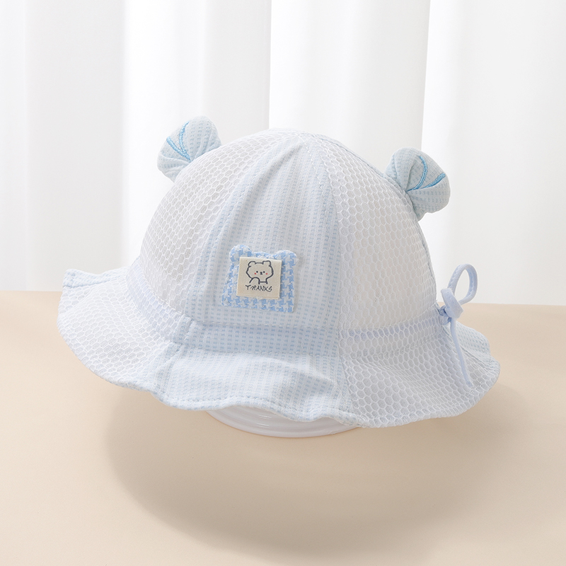 婴儿帽子夏季薄款男女宝宝遮阳帽可爱网眼渔夫帽儿童防晒帽太阳帽