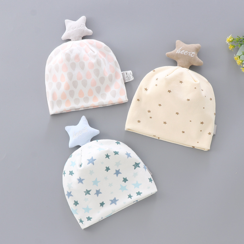 婴儿纯棉胎帽无骨0-3个月护头帽子初生宝宝双层保暖护卤门帽秋款