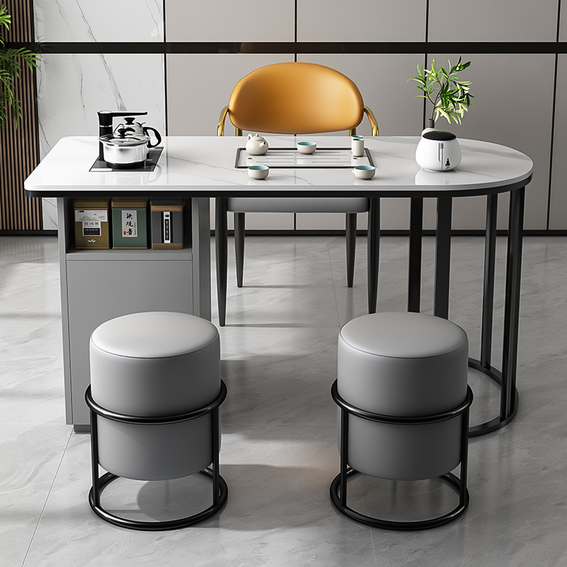 现代简约极简阳台岩板茶桌高端轻奢小型办公室简易客厅家用小茶台