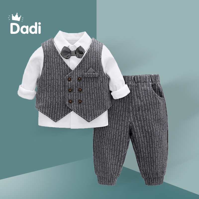 男宝宝一周岁礼服春装婴儿帅气套装小西装男孩1岁衣服2西服三件套