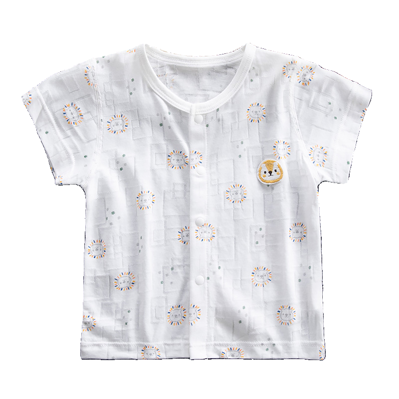 夏季哈咪奇婴儿童竹纤维短袖开衫上衣宝宝半袖超薄网眼家居睡衣服