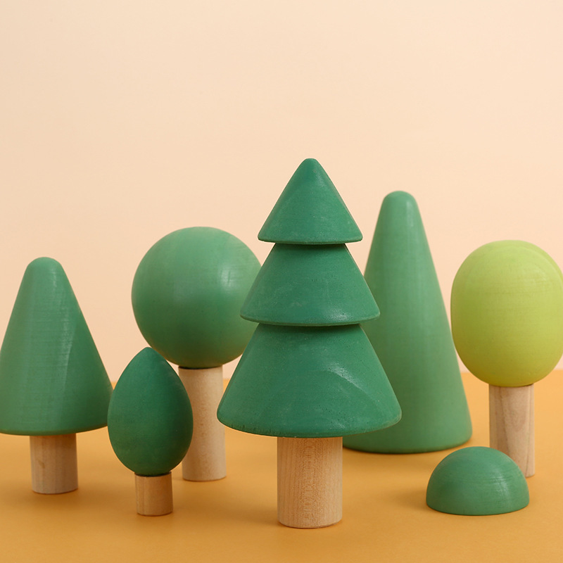 儿童大块彩虹积木拼装益智玩具水彩森林树木宝宝男女孩早教1-2岁