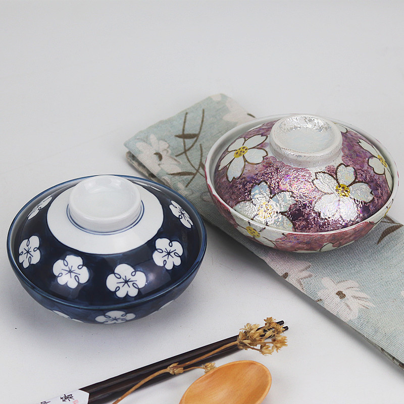 日式家用陶瓷带盖米饭碗蒸蛋碗商用料理盖浇饭碗养生燕窝隔水炖盅