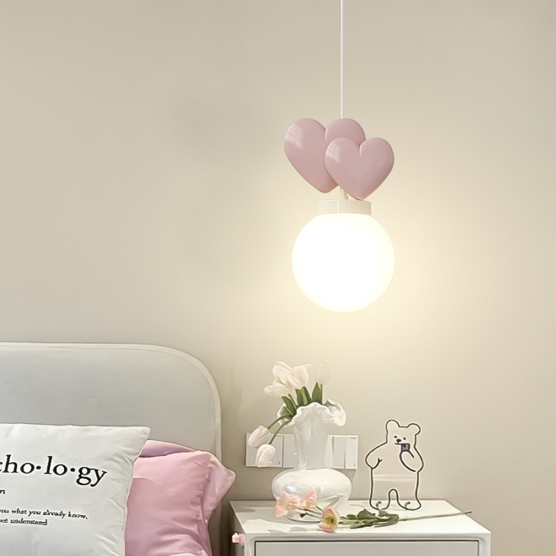 法式奶油风儿童房床头小吊线灯创意卧室壁灯时尚爱心现代简约吧台