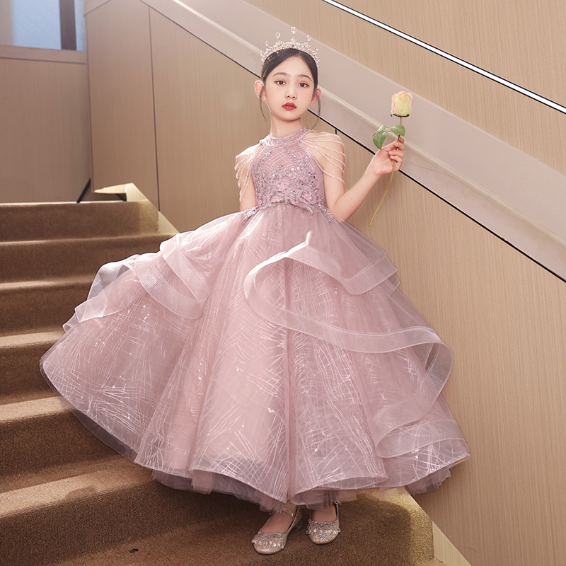 儿童礼服公主裙2024新款春女童钢琴演出服主持人轻奢小众高端走秀