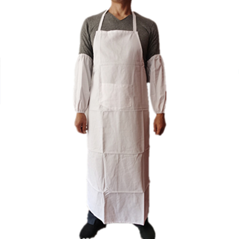 白色纯棉布无袖围裙透气纺织面粉厂家用厨师酒店工作服防尘污男女