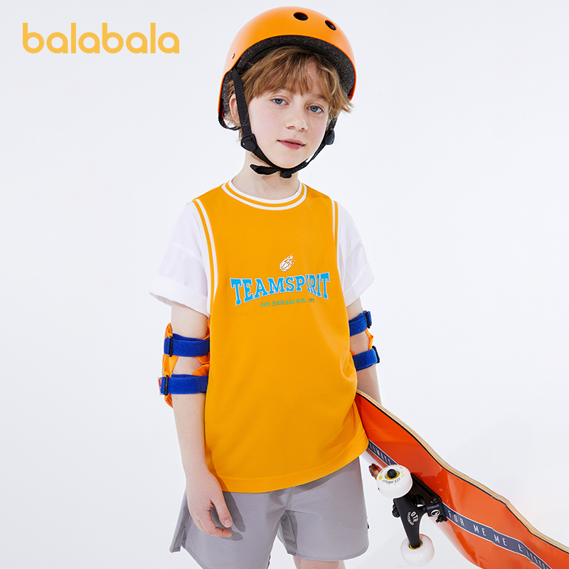 巴拉巴拉男童短袖t恤大童运动假两件速干衣儿童体恤夏装新款童装