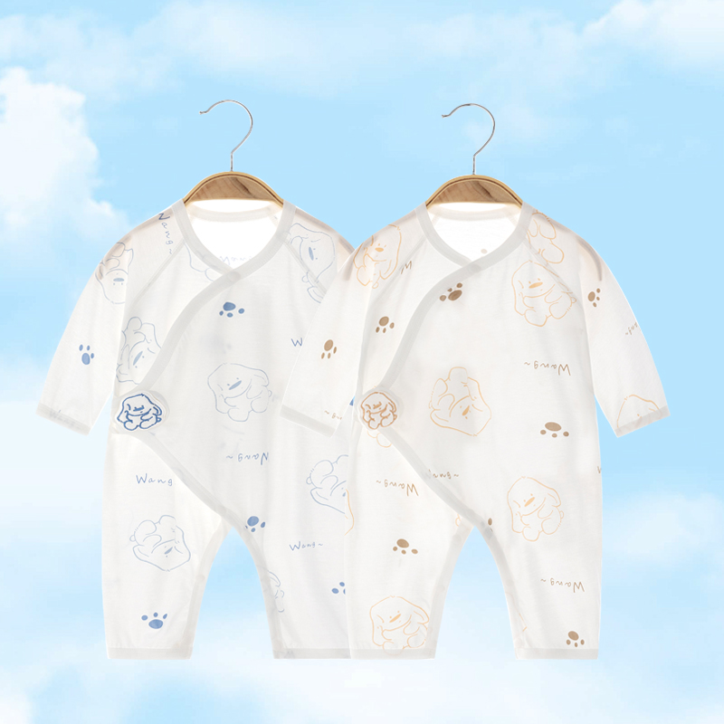 新生儿婴儿衣服夏季薄款两件套初生宝宝连体衣a类纯棉空调服夏天