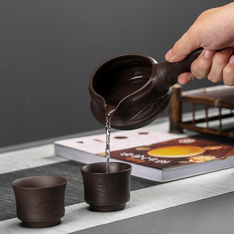 创意紫砂侧把公道杯茶漏陶瓷均杯茶海大号家用功夫茶具配件分茶器