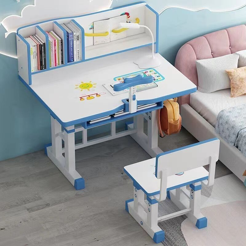 儿童学习桌儿童书桌可升降写字书桌书架组合一体桌中小学生课桌椅