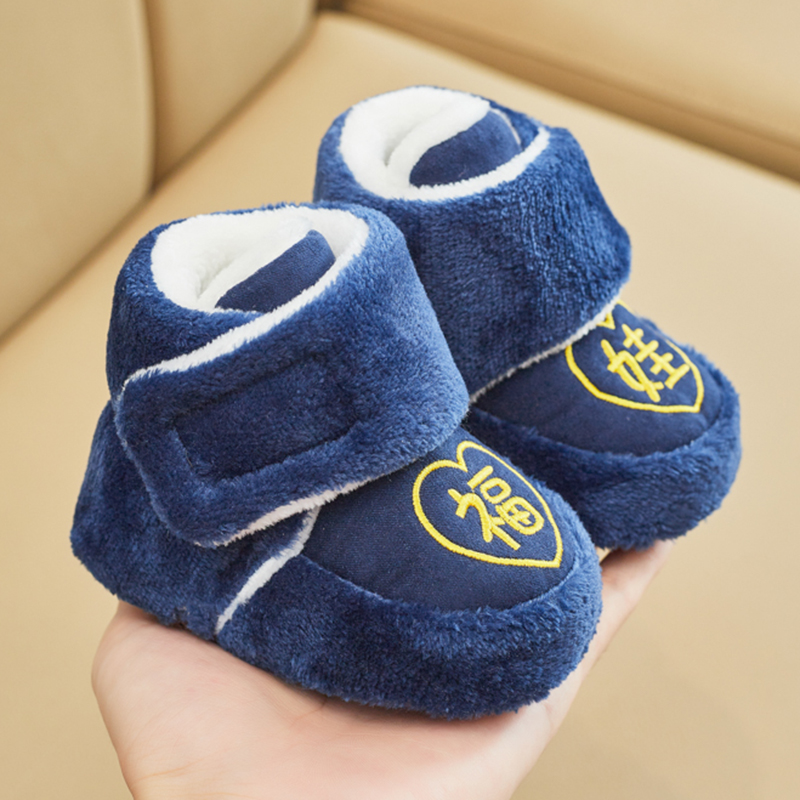 0- 12个月新生儿女婴儿棉鞋休闲加绒加厚宝宝学步鞋冬季软底保暖