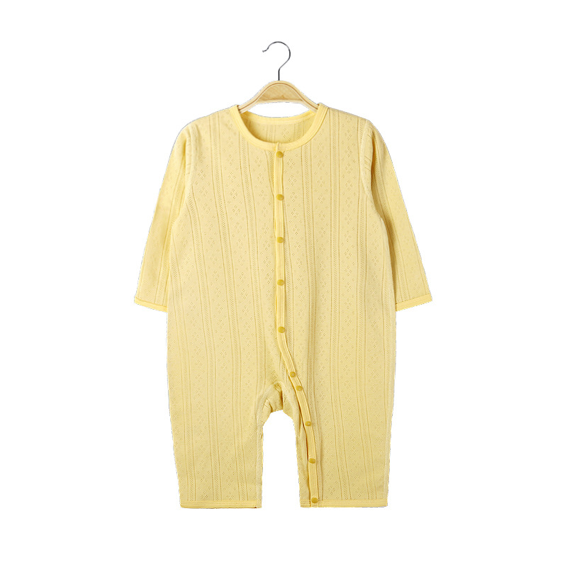 夏季薄款爬行服纯棉婴儿连体衣哈衣透气幼童空调服短袖新生儿睡衣