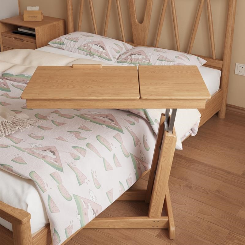 推荐木屋记床边桌子床上桌可升降移动边桌实木卧室懒人折叠小书桌