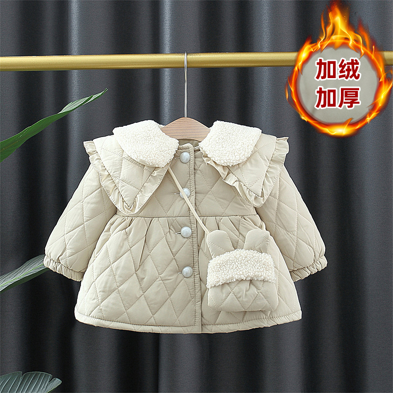 女童冬装加绒加厚棉服外套新款婴儿0一4岁小宝宝冬季棉衣小童棉袄