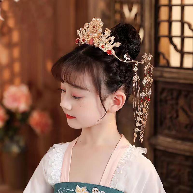新疆西藏包邮汉服头饰女儿童古风发冠古代中国风女童宝宝公主皇冠