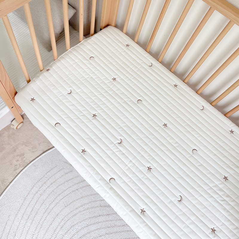 婴儿床笠ins纯棉绗缝夹棉a类宝宝婴儿床床单儿童拼接床床垫套春秋